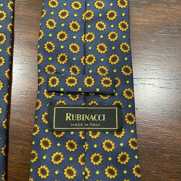 Rubinacci Navy Floral Silk Tie - Picture 2 of 7